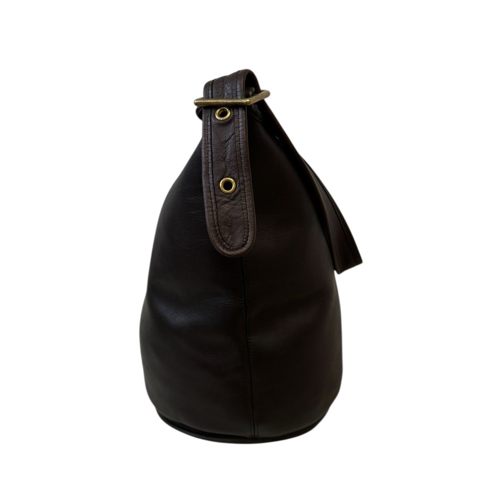 Vintage Coach Duffel Sac Bucket Bag Dark Brown Leather Brass 9085 Large Hobo - Picture 2 of 16